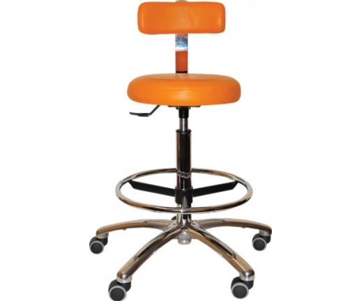 Taboret (krzesło) medyczne TR-04 z oparciem (aluminium)