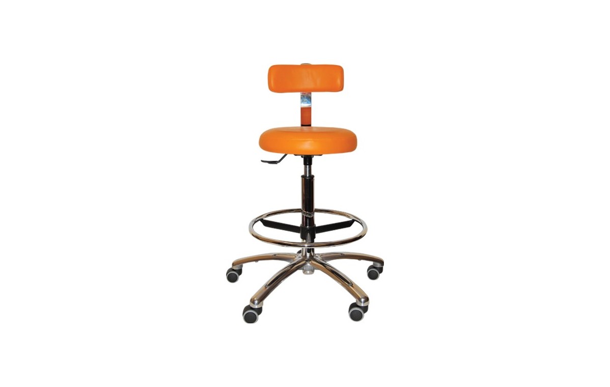 Taboret (krzesło) medyczne TR-04 z oparciem (aluminium)