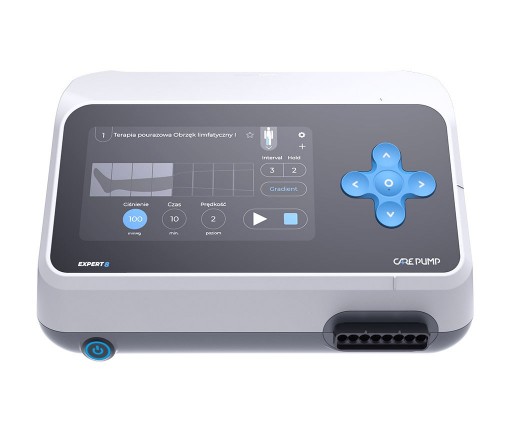 Zestaw podstawowy do drenażu limfatycznego (masażu uciskowego) 8-komorowy - aparat Expert8 + rozdzielacz + 2 mankiety na nogi