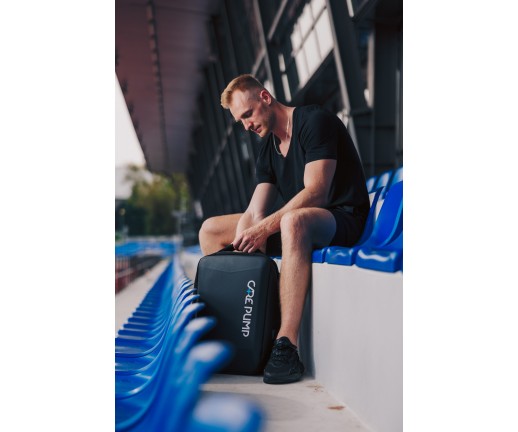 Aparat do drenażu limfatycznego (masażu uciskowego) 4-komorowy, bateryjny - CarePump Move4 - widok z lewej