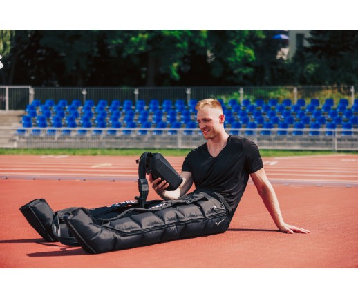 Aparat do drenażu limfatycznego (masażu uciskowego) 4-komorowy, bateryjny - CarePump Move6  - widok z lewej