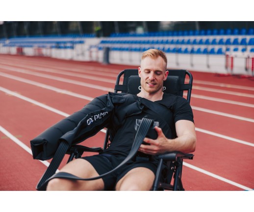 Aparat do drenażu limfatycznego (masażu uciskowego) 4-komorowy, bateryjny - CarePump Move6  - widok z lewej