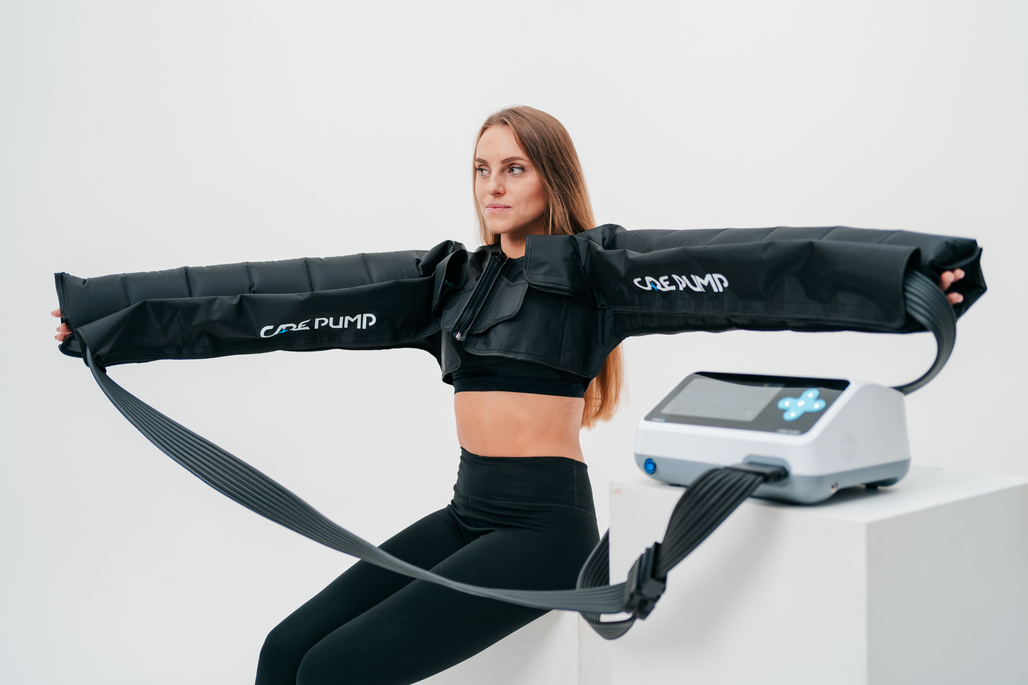 Podwójny mankiet na ręce bark i klatkę piersiową 8-komorowy do drenażu limfatycznego CarePump